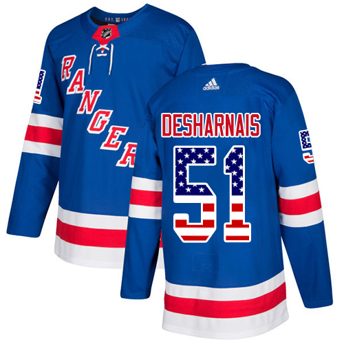 Adidas Rangers #51 David Desharnais Royal Blue Home Authentic USA Flag Stitched NHL Jersey - Click Image to Close